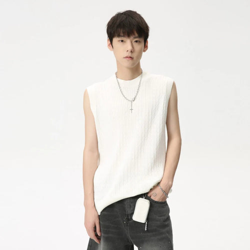 Load image into Gallery viewer, Summer Casual Men&#39;s Tank Tops Knitting O-neck Sleeveless Solid Color Tops Pullover Slim Male Vest Stylish 6166
