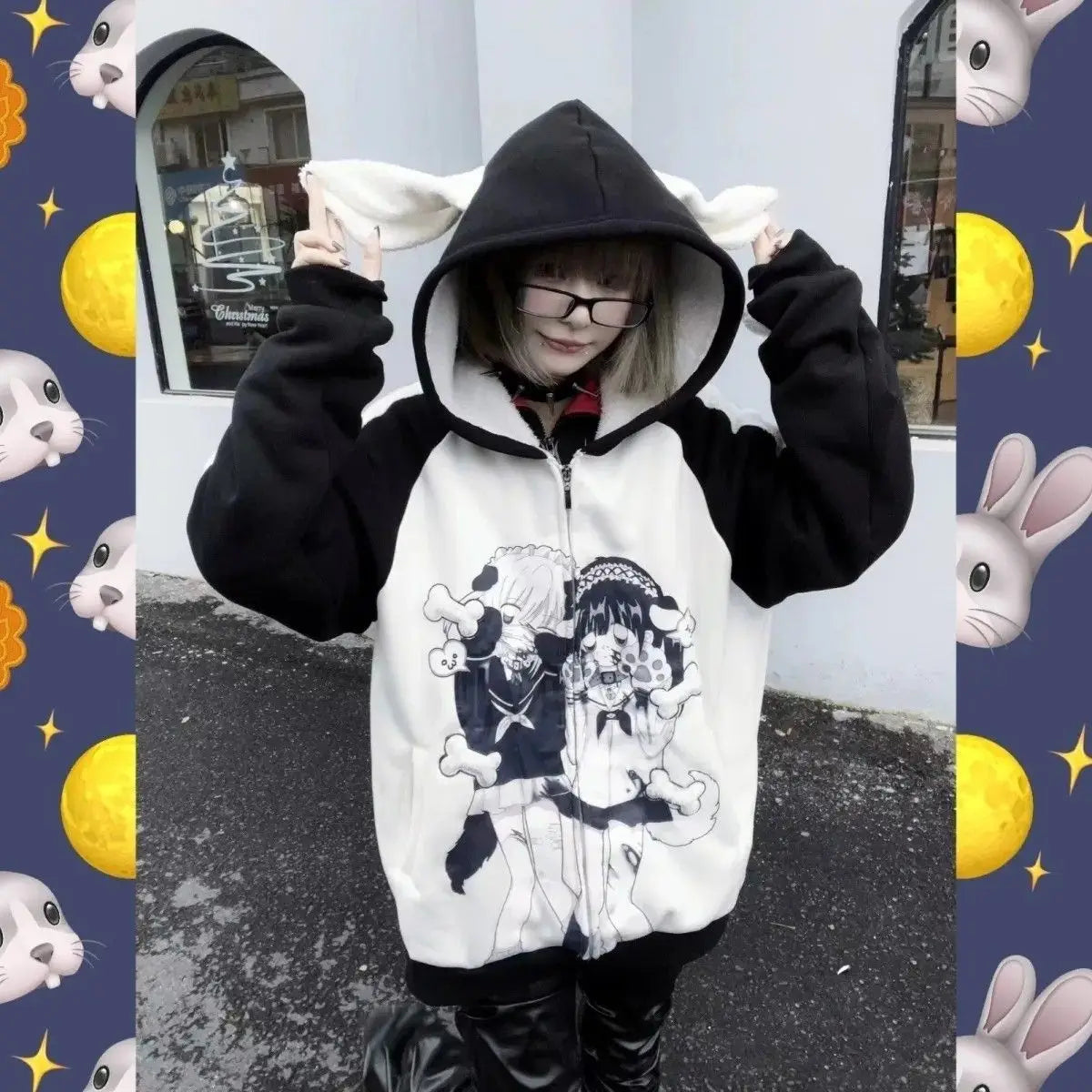 Winter Clothes Women Hoodies Coats 2024 Ropa Mujer Anime Hooded Cute Sweatshirts Y2k Tops Casual Fashion Japanese Hoodie 49C837