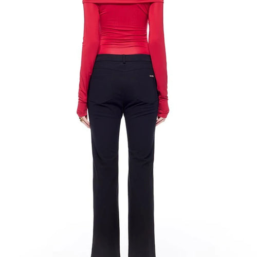 Load image into Gallery viewer, Solid Spliced Lace Up Slimming T Shirts For Women Slash Neck Long Sleeve Minimalist T Shirt Female Fashion Style
