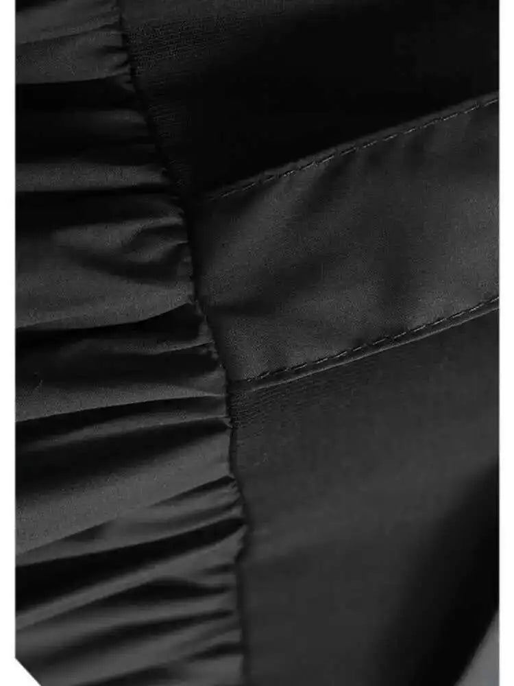 Women Black Ribbons Design Big Size Midi Dress New Round Neck Short Sleeve Fashion Tide Spring Summer 2025 1DH5566