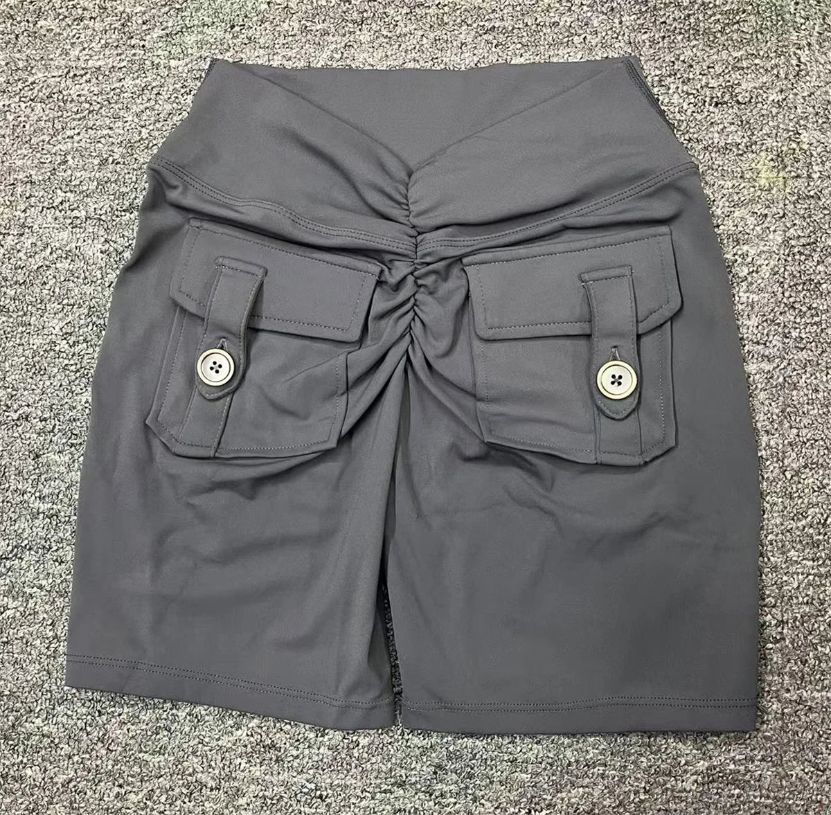 Deep V Back Yoga Shorts Women Pocket Scrunched Butt Gym Leggings High Waist Push Up Tights Sexy Booty Sports Shorts Fitness