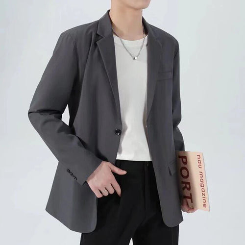 Load image into Gallery viewer, Korean Style Men's Blazers Single Breasted Lapel Menswear Business Casual Solid Color New Spring Male Suit Jackets 9W1225

