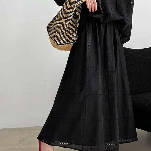 Load image into Gallery viewer, Lace Big Size Shirt Half-body Skirt Two Pieces Suit New Round Neck Long Sleeve Women Fashion Spring Autumn 2025 1DJ0062
