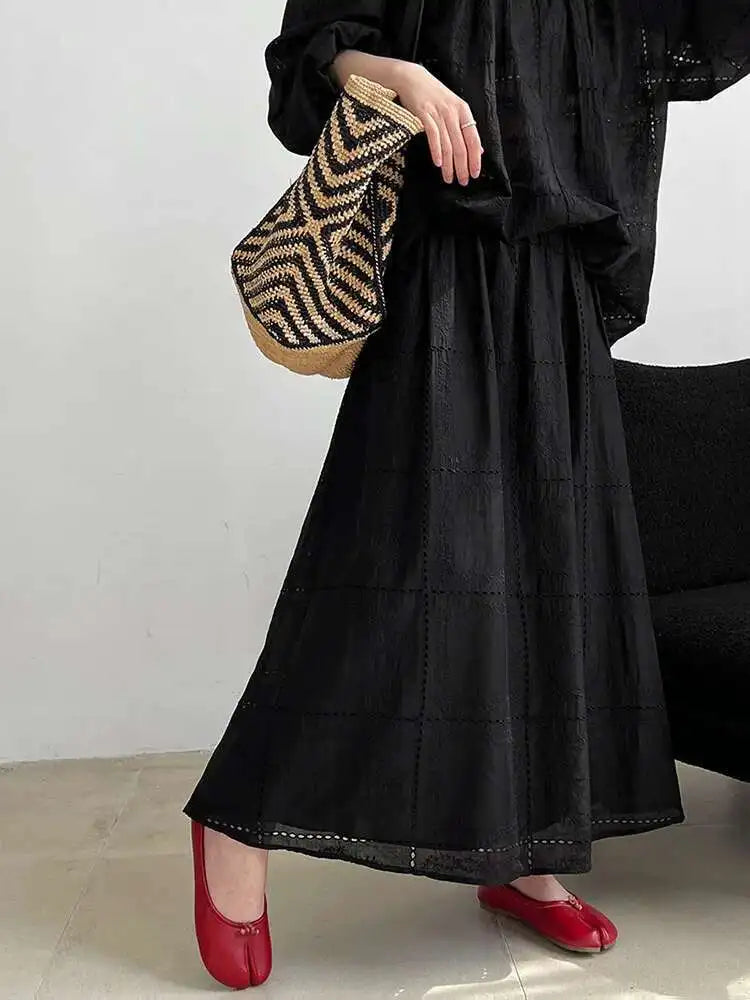 Lace Big Size Shirt Half-body Skirt Two Pieces Suit New Round Neck Long Sleeve Women Fashion Spring Autumn 2025 1DJ0062