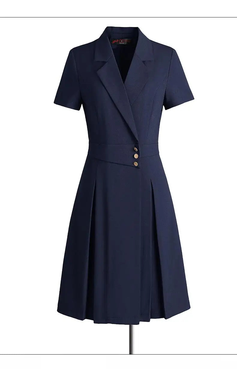 Women Solid Elegant Single Breasted Suit Dress 2024 Summer New Fashion Clothing High Waist Slim Short Sleeved Party Blazer Dress