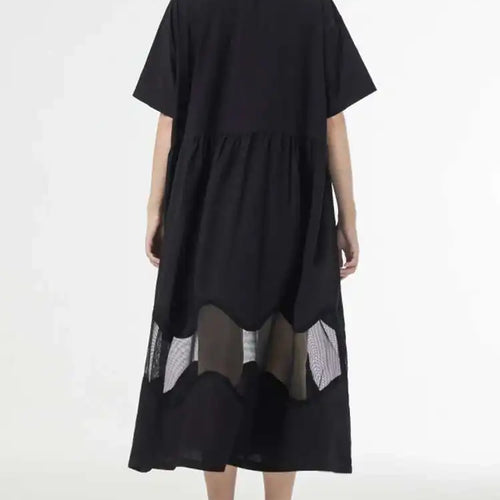 Load image into Gallery viewer, Women Blue Perspective Big Size Shirt Dress New Lapel Short Sleeve Loose Fit Fashion Tide Spring Summer 2025 1DF8791
