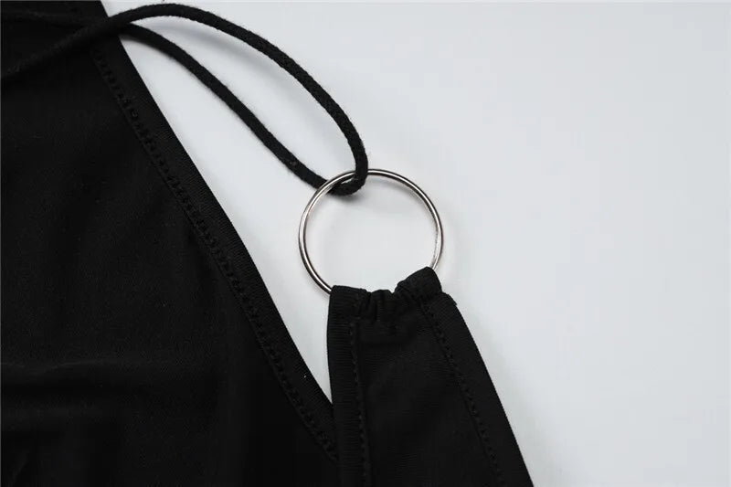 Skew Collar Backless Sexy Mini Dress For Women Gown Black Hollow Out Off-shoulder Sleeveless Bodycon Club Long Dress