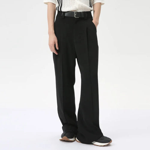 Load image into Gallery viewer, Fashion Men&#39;s Suit Pants Loose Belt Design Wide Leg Straight Casual Trousers Solid Color New Chic Summer 9C6278
