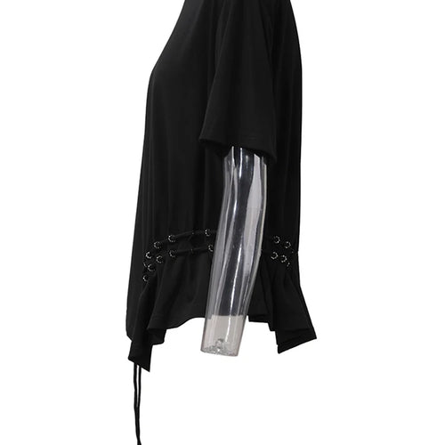 Load image into Gallery viewer, Women White Drawstring Irregular Hem Big Size T-shirt New Round Neck Short Sleeve Fashion Tide Spring Summer 2025 CPG1374
