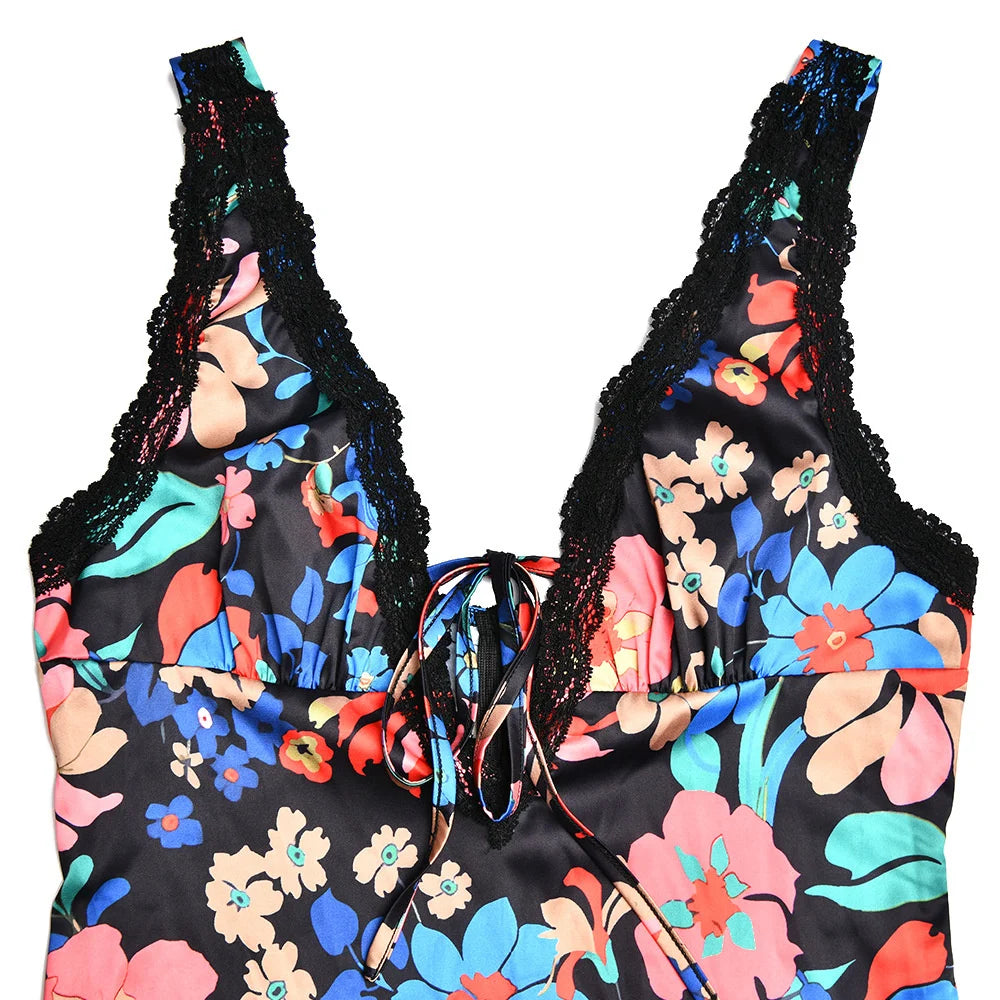 Floral Print Backless Maxi Dress For Women 2023 New V Neck Sleeveless Bodycon Long Dresses Ladies Elegant Sexy Dress