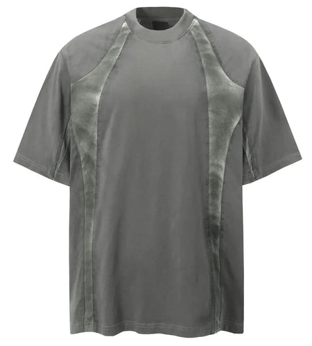 Vintage Tshirt Y2K Grunge Solid Pathwork Sport Short Sleeve T-Shirt Streetwear Men Hip Hop Harajuku Punk Gothic Baggy Cotton Top