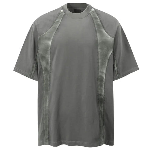 Vintage Tshirt Y2K Grunge Solid Pathwork Sport Short Sleeve T-Shirt Streetwear Men Hip Hop Harajuku Punk Gothic Baggy Cotton Top