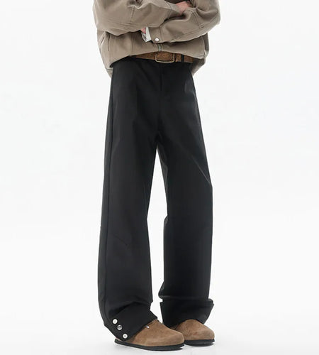 Men's Spring Casual Pants Button-bottoms Style New Kroean Handsome Solid Color Design Male Full Length Trousers 2025 9W1395