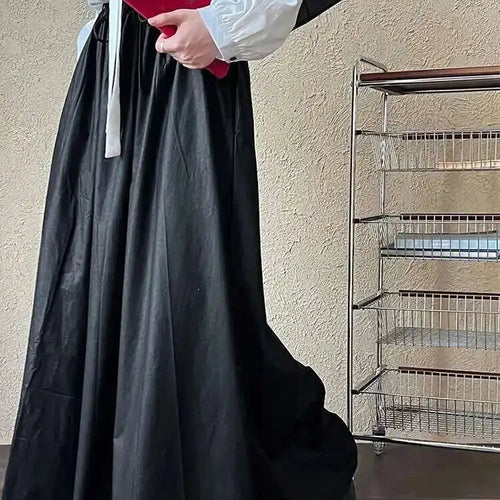 Load image into Gallery viewer, High Elastic Waist Coffee Pu Leather Vintage Long A-line Half-body Skirt Women Fashion Tide New Spring Autumn 2025 1DH7198
