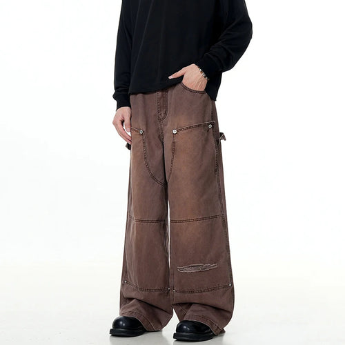 Load image into Gallery viewer, Men&#39;s Jeans New Korean Rivet Washed Distressed Trendy Line Design Gradient Color Stylish Male Summer Trousers 9W1885
