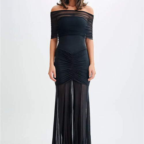 Load image into Gallery viewer, Off-shoulder Backless Sexy Maxi Dress For Women Gown Fashion Mesh Strapless Sleeveless Bodycon Long Dress Elegant
