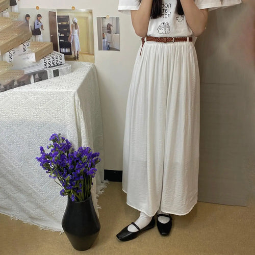 Load image into Gallery viewer, Spring Summer New Solid Elegant Vacation Party Pleated Skirt Women's French Fashion Elastic Waist Office Long Skirt Trend Simple
