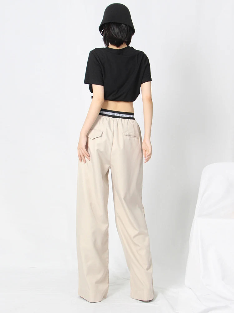 Korean Fashion Loose Wide Leg Pants For Women High Waist Casual Solid Trousers Female Clothes Style Spring