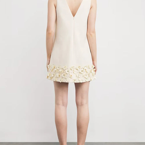 Load image into Gallery viewer, Solid Loose Spliced Beading Elegant Dresses for Women V Neck Sleeveless Basics Dress Female Fashion Clothing New
