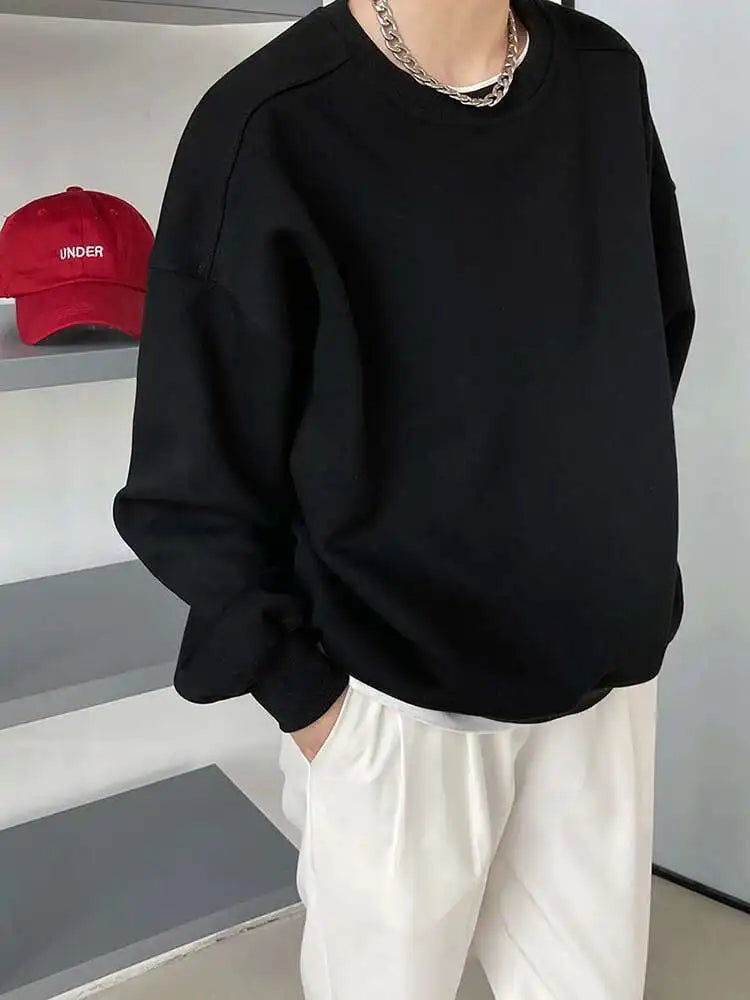 Red Apricot Casual Plain Sweatshirt New Round Neck Long Sleeve Women Big Size Fashion Tide Spring Autumn 2025 1DH6655