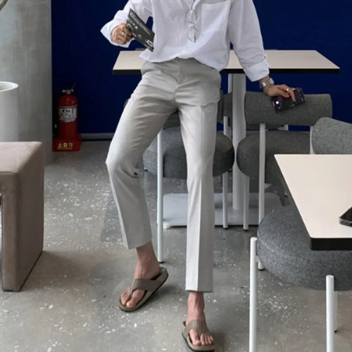 Load image into Gallery viewer, Simple Men&#39;s Suit Trosuers Slim Pencil Pants Slim Straight Male Casual Loose Bottoms Korean Style Summer Trend 9C6472
