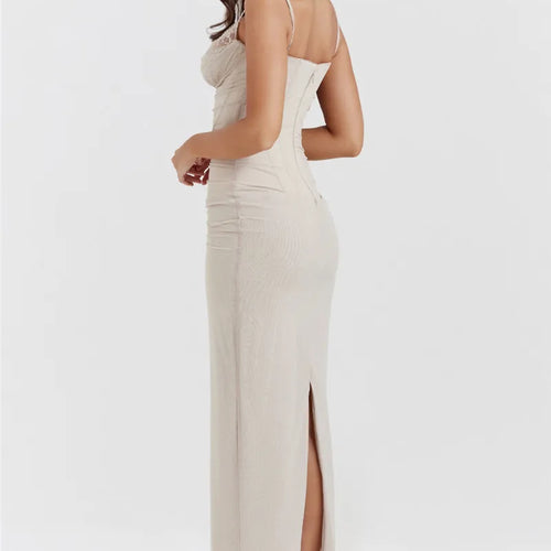 Load image into Gallery viewer, Elegant Spaghetti Strap Backless Sexy Maxi Dress For Women Fashion Two Layer Mesh Sleeveless Bodycon Club Party Dress
