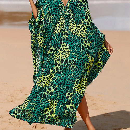 Load image into Gallery viewer, Sexy Zebra Printed V Neck Tunic Beach Cover Up Cover-ups Beach Dress Beach Wear Beachwear Beach Long Dress Female Women V4159
