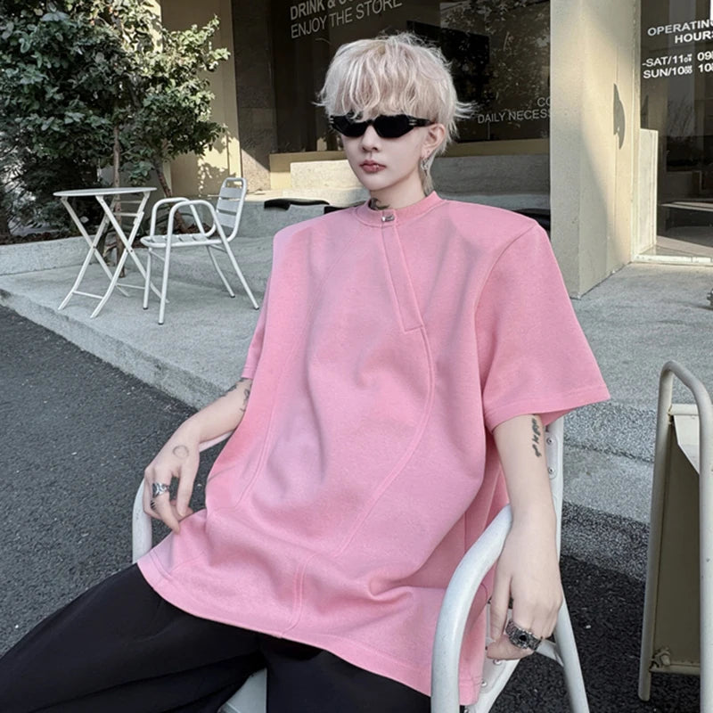 Summer New Trendy Men's T-shirt Short Sleeve Pullover O-neck Beading Male Tees Fashion Tide Summer Menwear Top 9W1793