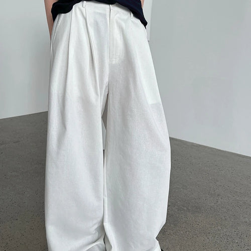 Load image into Gallery viewer, High Elastic Waist White Brief Pleated Long Wide Leg Pants New Trousers Women Fashion Tide Spring Autumn 2025 1DJ1517

