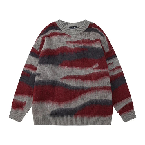 Load image into Gallery viewer, Men&#39;s Sweater Irregular Contrast Color Design Stripe Gradient Pullover Sweaters American Casual Menwear Spring 9W1467
