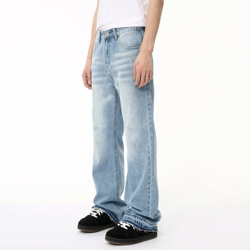 Load image into Gallery viewer, American Style New Men&#39;s Denim Pants Casual Washing Straight Zipper Menwear Wide Leg Male Trousers Summer Simple 9C6502
