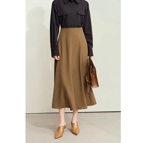 Load image into Gallery viewer, Amii Minimalism Skirts Woman 2024 Trend Autumn New Elegant Geometry Split Loose A-line Office Lady Midi Retro Skirt 12443032
