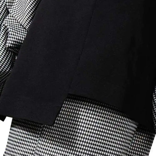 Load image into Gallery viewer, Women Black Plaid Irregular Stitch Big Size Dress New V-Neck Long Sleeve Loose Fit Fashion Tide Spring Autumn 2025 JG892
