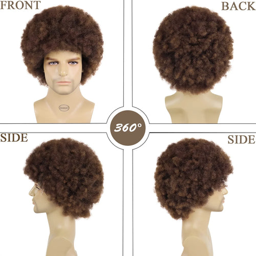 Load image into Gallery viewer, Afro Wigs for Men Synthetic Hair Curly Wig Big Curls Halloween Costume Wigs Cosplay Ros S The Bob Wig Bombshell Hairstyles Short
