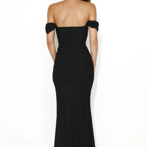 Load image into Gallery viewer, Elegant Off-shoulder Bodycon Maxi Dress Women Two Layer Mesh Fashion Strapless Backless Night Club Party Sexy Dress
