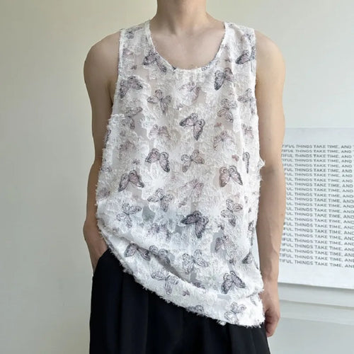 Load image into Gallery viewer, Fashion Thin Men&#39;s Tank Tops Casual Round Neck Sleeveless Butterfly Vintage Male Clothing Chic Summer Trend 9C6358
