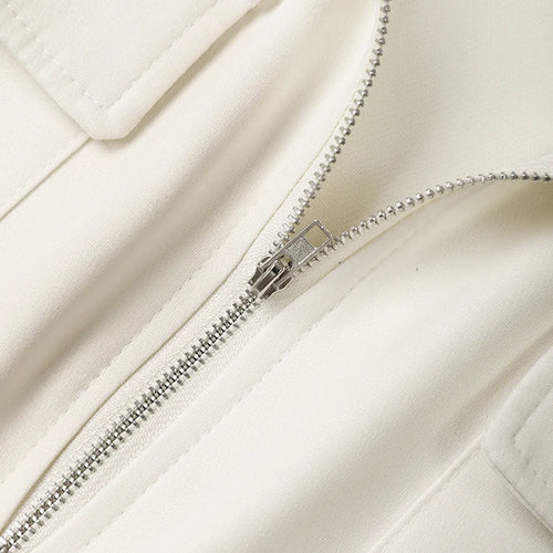 Load image into Gallery viewer, Women Beige Zipper Pocket Back Bandage Blouse New Lapel Long Sleeve Loose Fit Shirt Fashion Spring Autumn 2025 1DF149100
