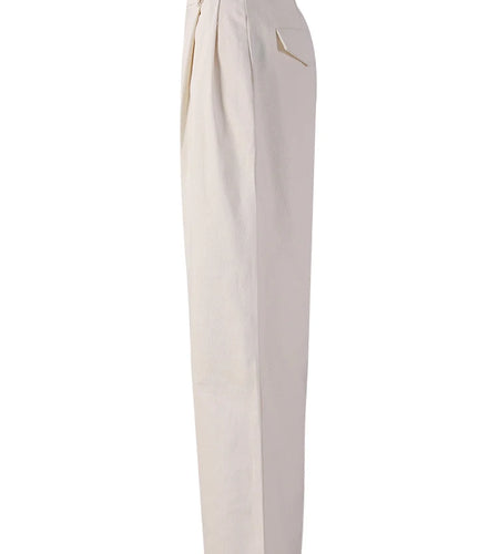 High Waist Beige Brief Pocket Pleated Long Wide Leg Pants New Trousers Women Fashion Tide Spring Autumn 2025 26D5510