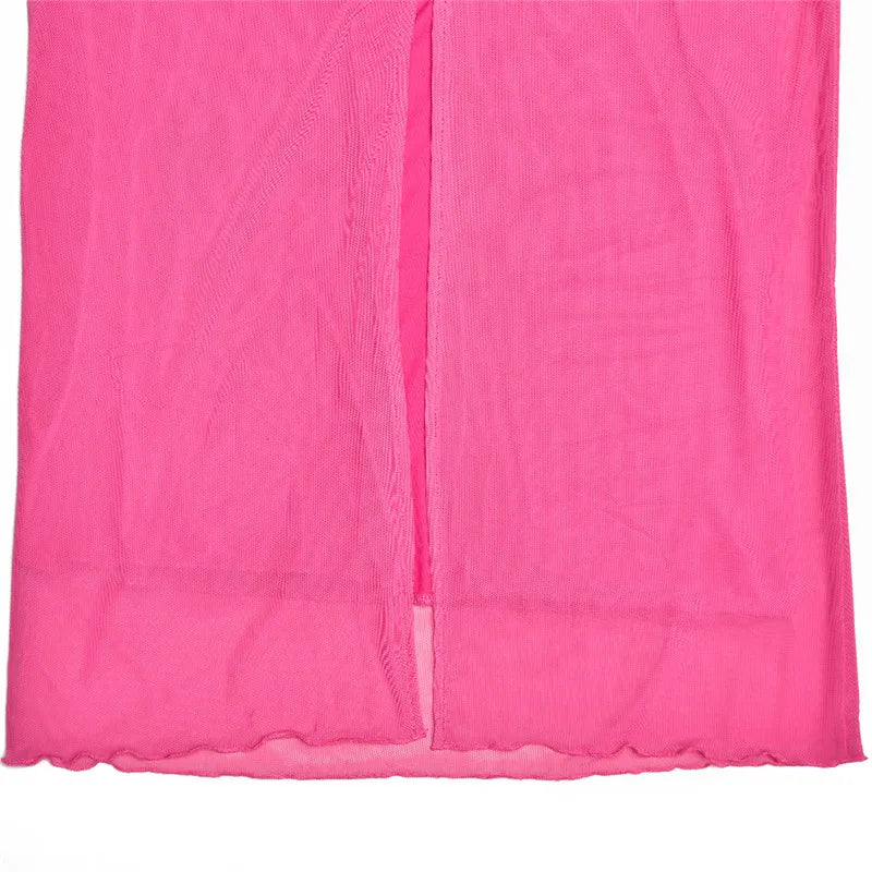 Elegant Spaghetti Strap Backless Sexy Maxi Dress For Women Fashion Two Layer Mesh Sleeveless Bodycon Club Party Dress