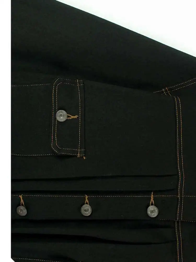 Black Denim Back Pleated Big Size Short Jacket New Lapel Long Sleeve Women Coat Fashion Tide Spring Autumn 2025 1DH7895