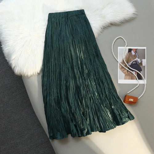 Load image into Gallery viewer, Women Elastic Waist Half Length Skirt Summer Solid Pleated Midi Vintage Sexy Club Skirts Fashion Romantic Simplicity Ladies Boho
