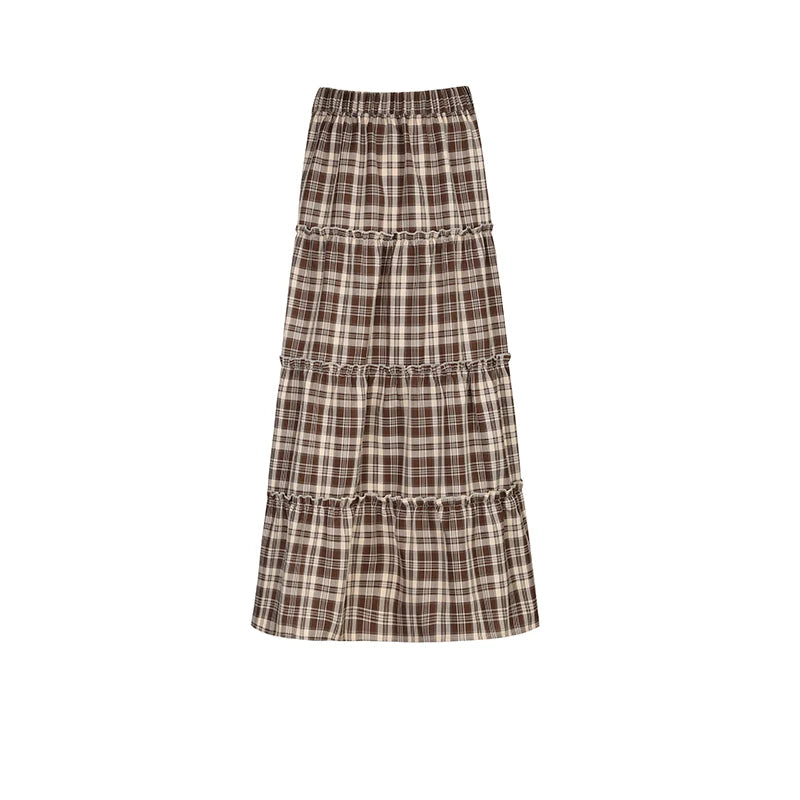 Vintage 3 Color Plaid Y2K Long Skirt – painevida