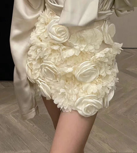 Solid Spliced Appliques Slimming Skirts For Women High Waist Temperament Mini Skirts Female Fashion Style Fashion