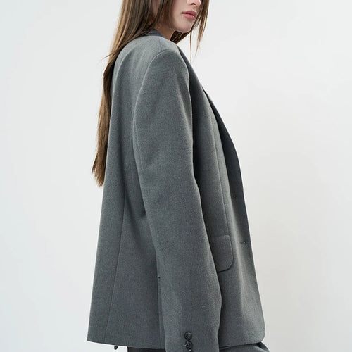 Load image into Gallery viewer, Women Gray Brief Shaped Elegant Big Size Blazer New Lapel Long Sleeve Jacket Fashion Tide Spring Autumn 2025 1DH9578
