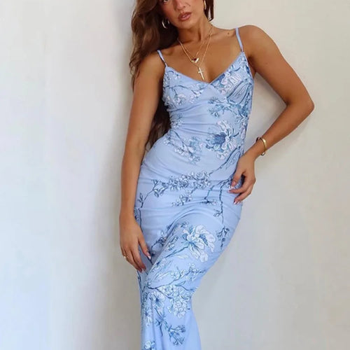 Load image into Gallery viewer, Elegant Sleeveless Printed Satin Summer New Women 2024 Long Skirt Holiday Style Design Sensation Slim Strap Dress Female
