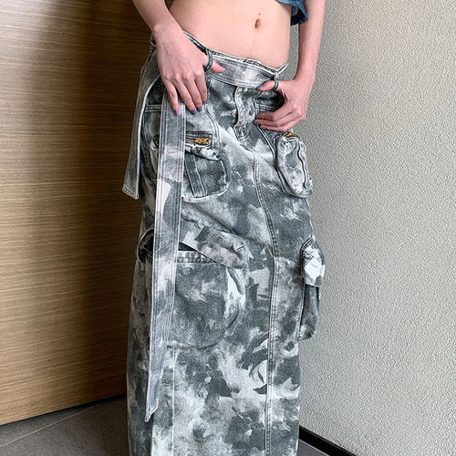 Load image into Gallery viewer, Slim Temperament Skirts For Women High Waist Spliced Pocket Casual Camouflage Vintage Skirt Female Fashion Clothing
