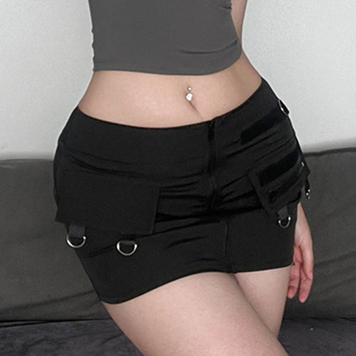 Load image into Gallery viewer, Harajuku Gothic Bodycon Low Rise Mini Skirt Female Zipper Dark Academia Summer Cargo Skirts Super Short Hottie Bottom
