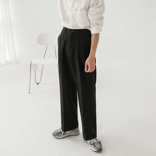 Load image into Gallery viewer, Men&#39;s Pants Summer Straight Casual Pants Korean Fashion Loose Trend Light Cooked Style Solid Color Draped Wide Leg Trousers
