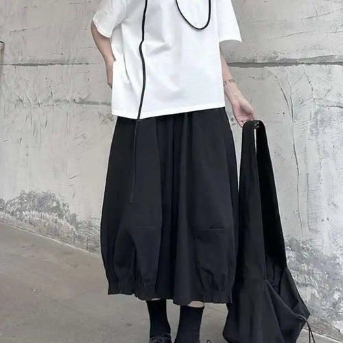 Load image into Gallery viewer, Women Black Color-block Irregular Big Size T-shirt New Round Neck Short Sleeve Fashion Tide Spring Summer 2025 1DF9655
