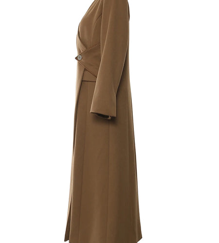 Women Brown Irregular Single Button Long Elegant Blazer New V-neck Long Sleeve Jacket Fashion Spring Autumn 2025 1DH6489